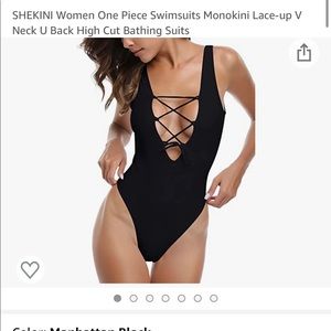 Deep V-neck one-piece bathing suit